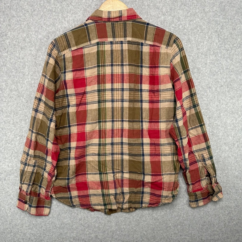 LRL Lauren Jeans Co Ralph Lauren Womens Plaid Linen Long Sleeve Shirt Size M - Picture 3 of 6